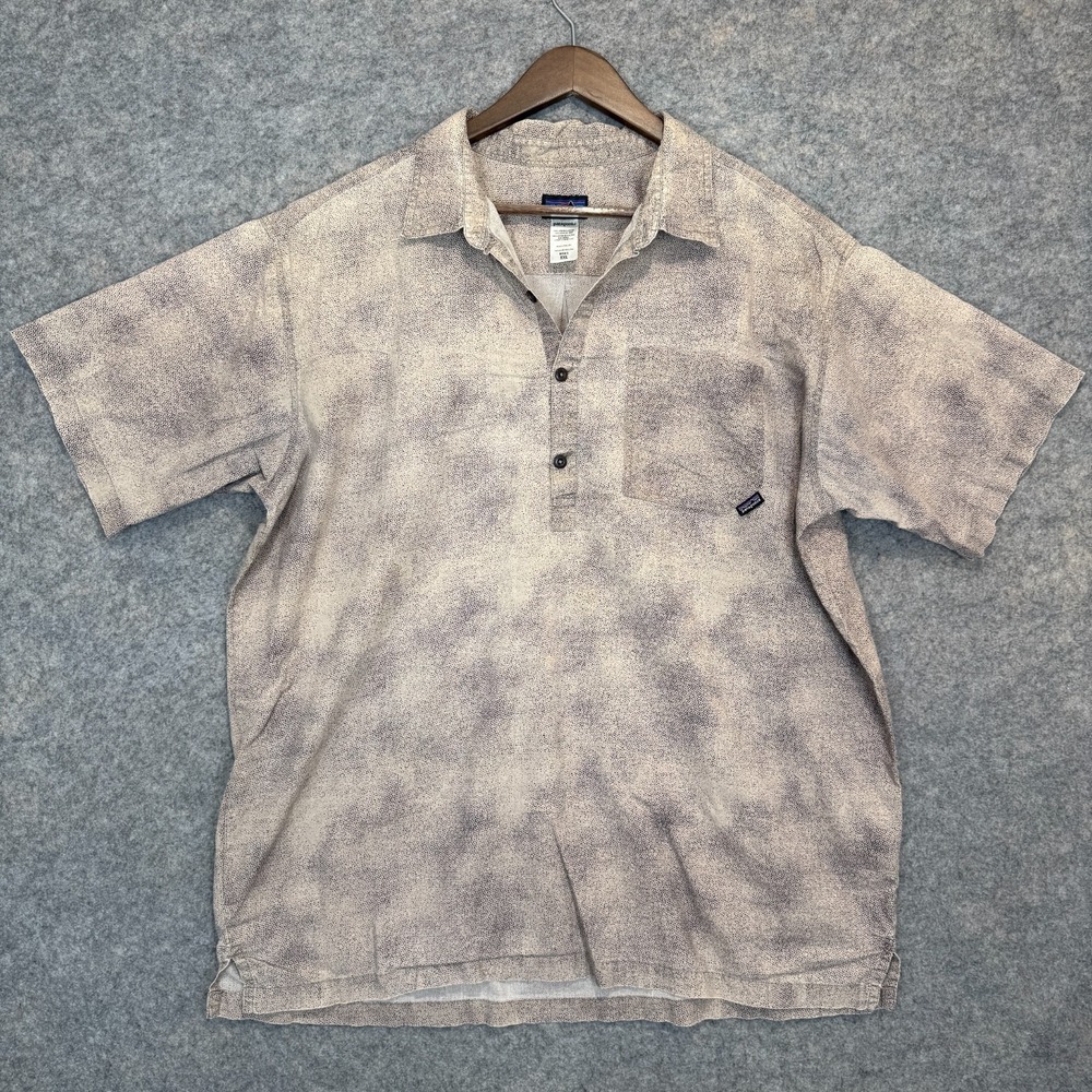Vintage Patagonia Button Shirt Mens 2XL Relaxed Geometric Speckled Popover Tee